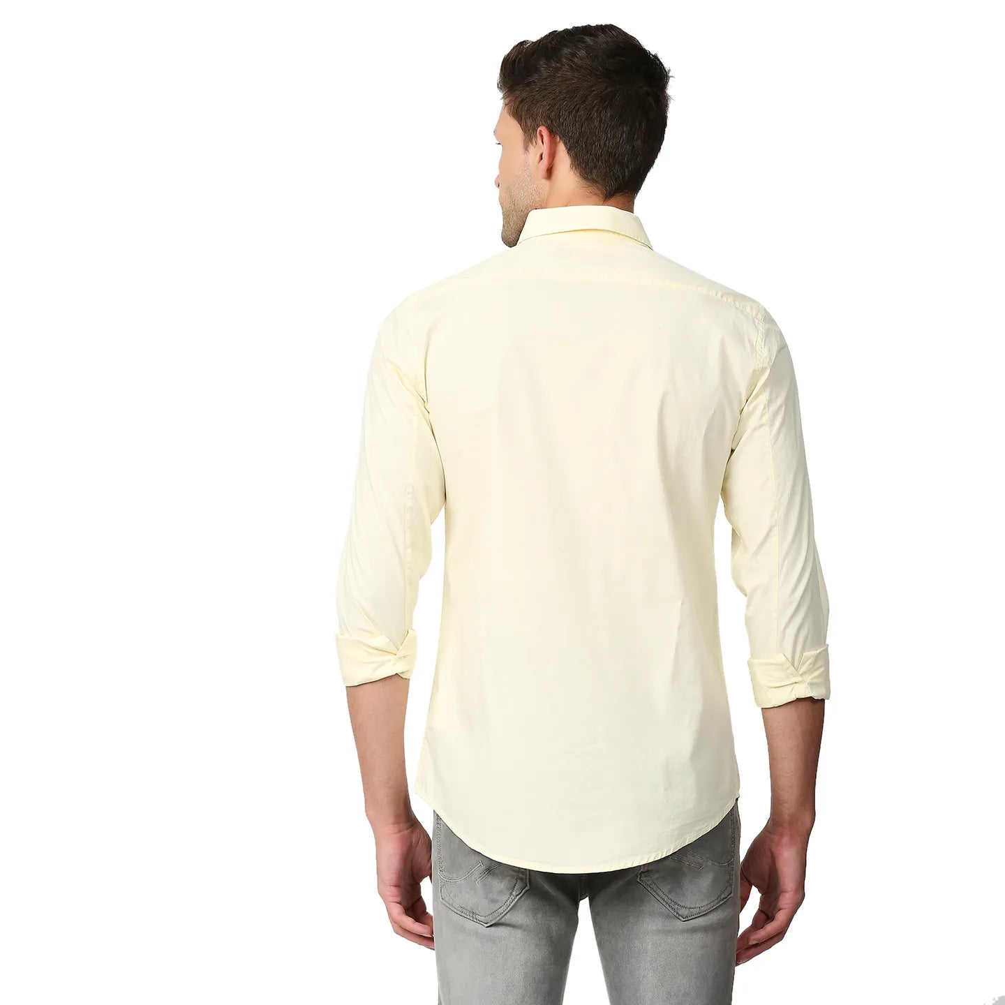 Yellow Super Slim Fit Regular Collar Men's Shirt by Being Human Clothing