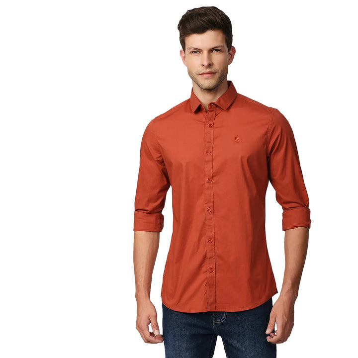 Orange Super Slim Fit Regular Collar Long Sleeves Men's Shirt by Being Human Clothing