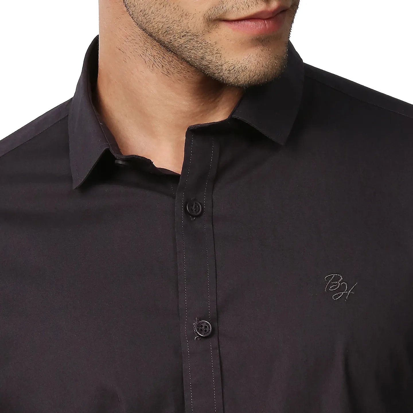 Grey Super Slim Fit Regular Collar Long Sleeves Men's Shirt by Being Human Clothing