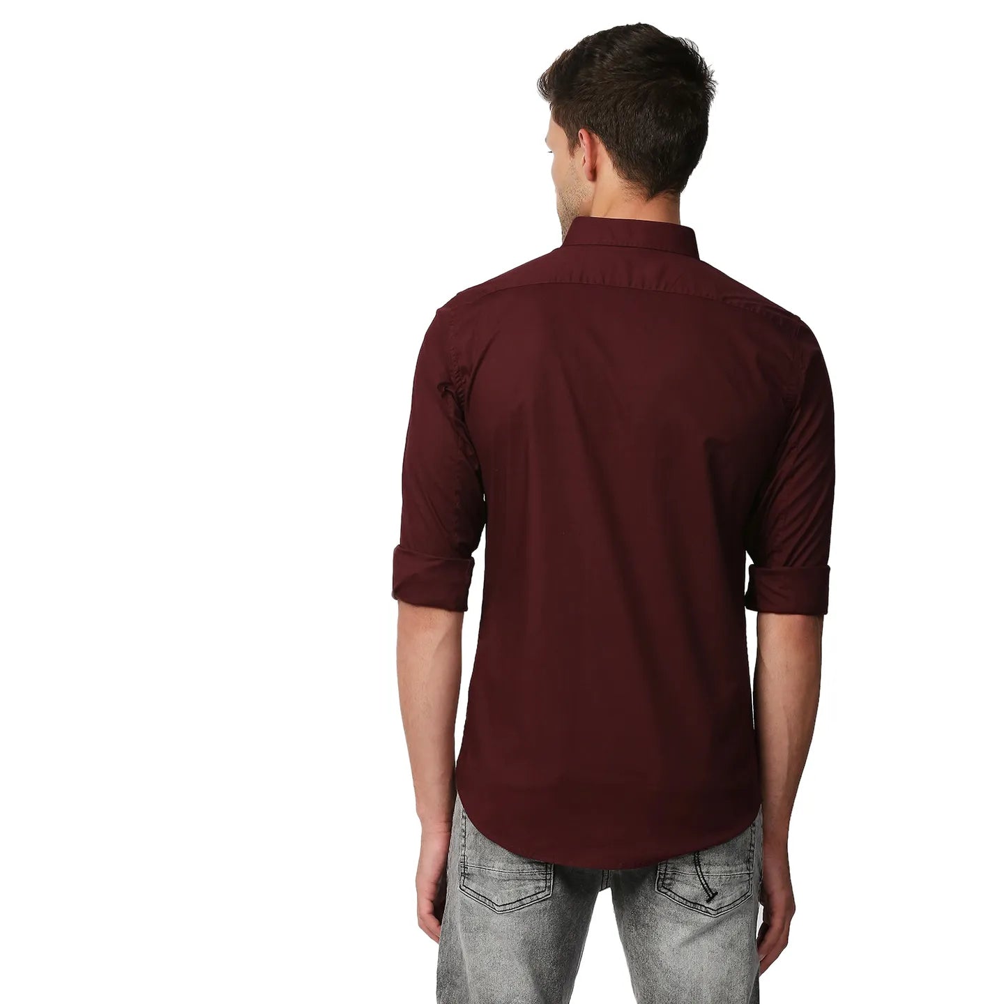 Red Super Slim Fit Regular Collar Long Sleeves Men's Shirt by Being Human Clothing