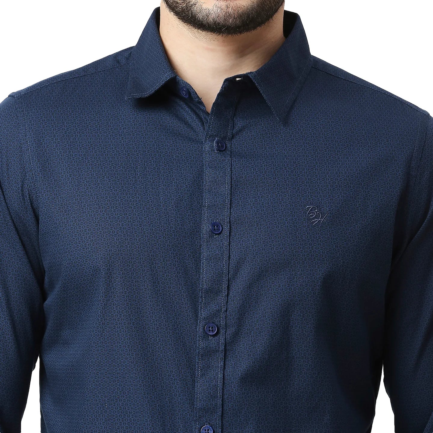 Navy Slim Fit Regular Collar Men's Shirt by Being Human Clothing