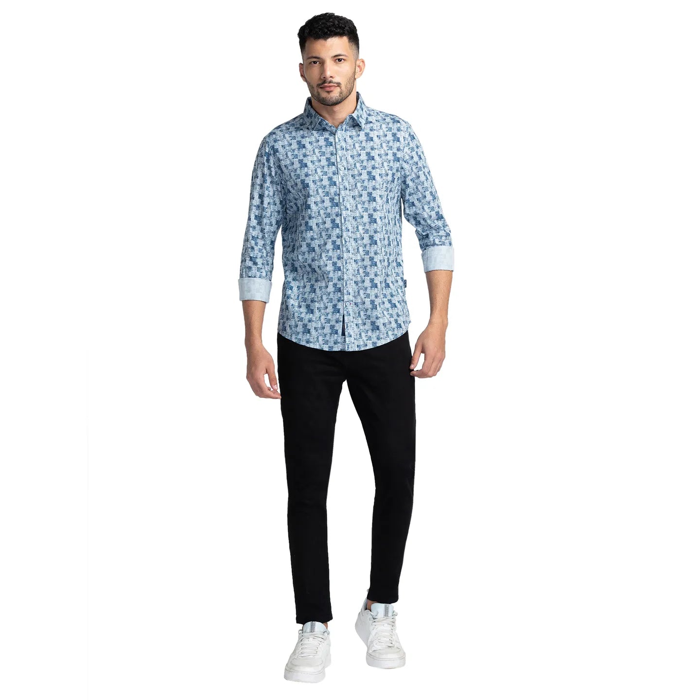 Being Human Clothing Men Slim Fit Collared Shirts-Blue