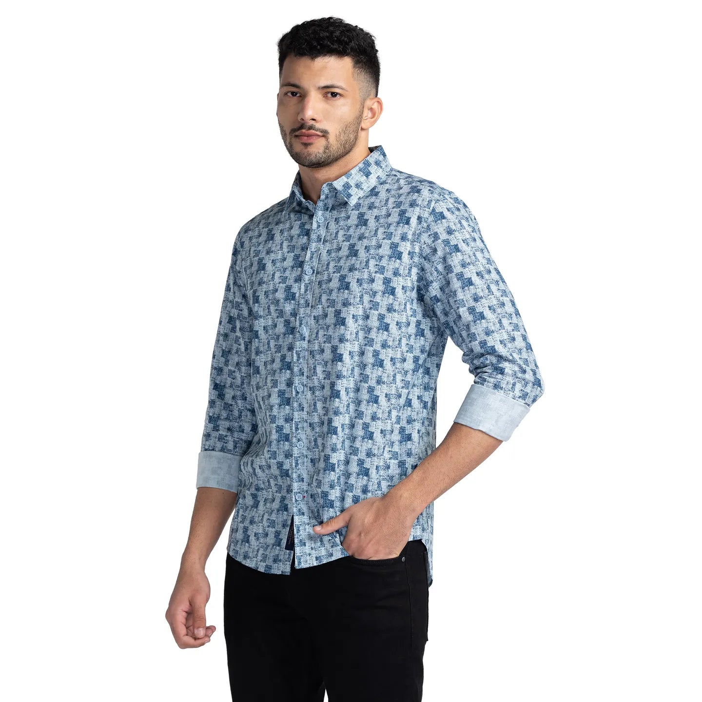 Being Human Clothing Men Slim Fit Collared Shirts-Blue