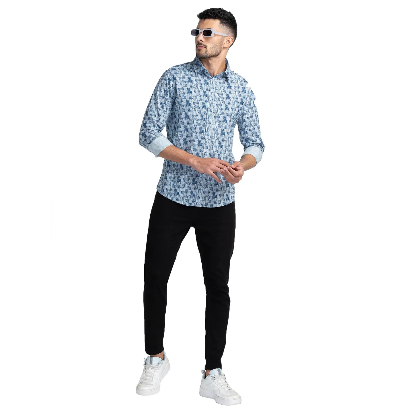 Being Human Clothing Men Slim Fit Collared Shirts-Blue