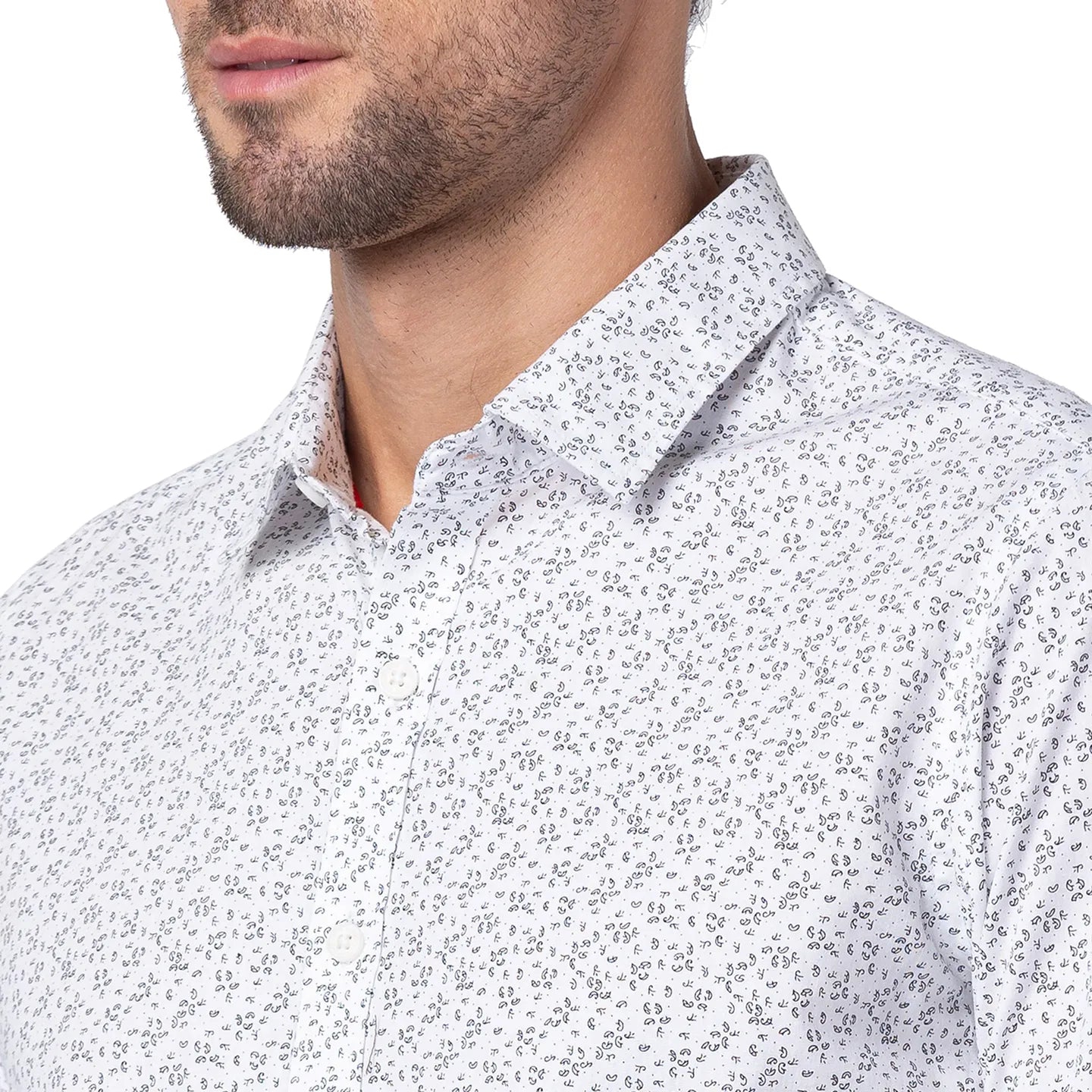 White Slim Straight Fit Regular Collar Long Sleeves Men's Shirt by Being Human Clothing