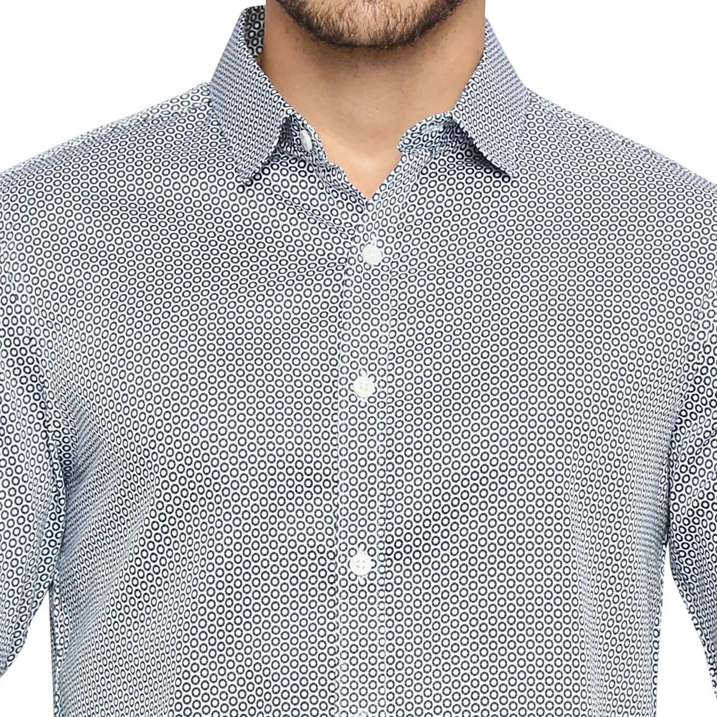 White Slim Straight Fit Regular Collar Long Sleeves Cotton Men's Shirt by Being Human Clothing