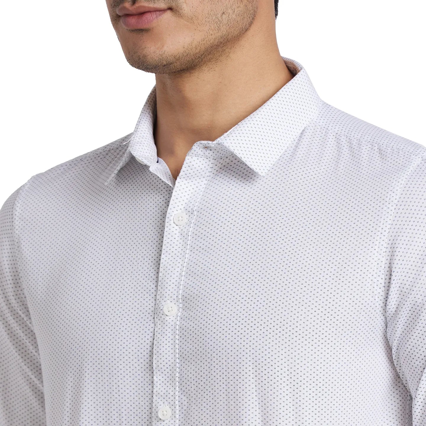 White Slim Straight Fit Regular Collar Long Sleeves Cotton Men's Shirt by Being Human Clothing