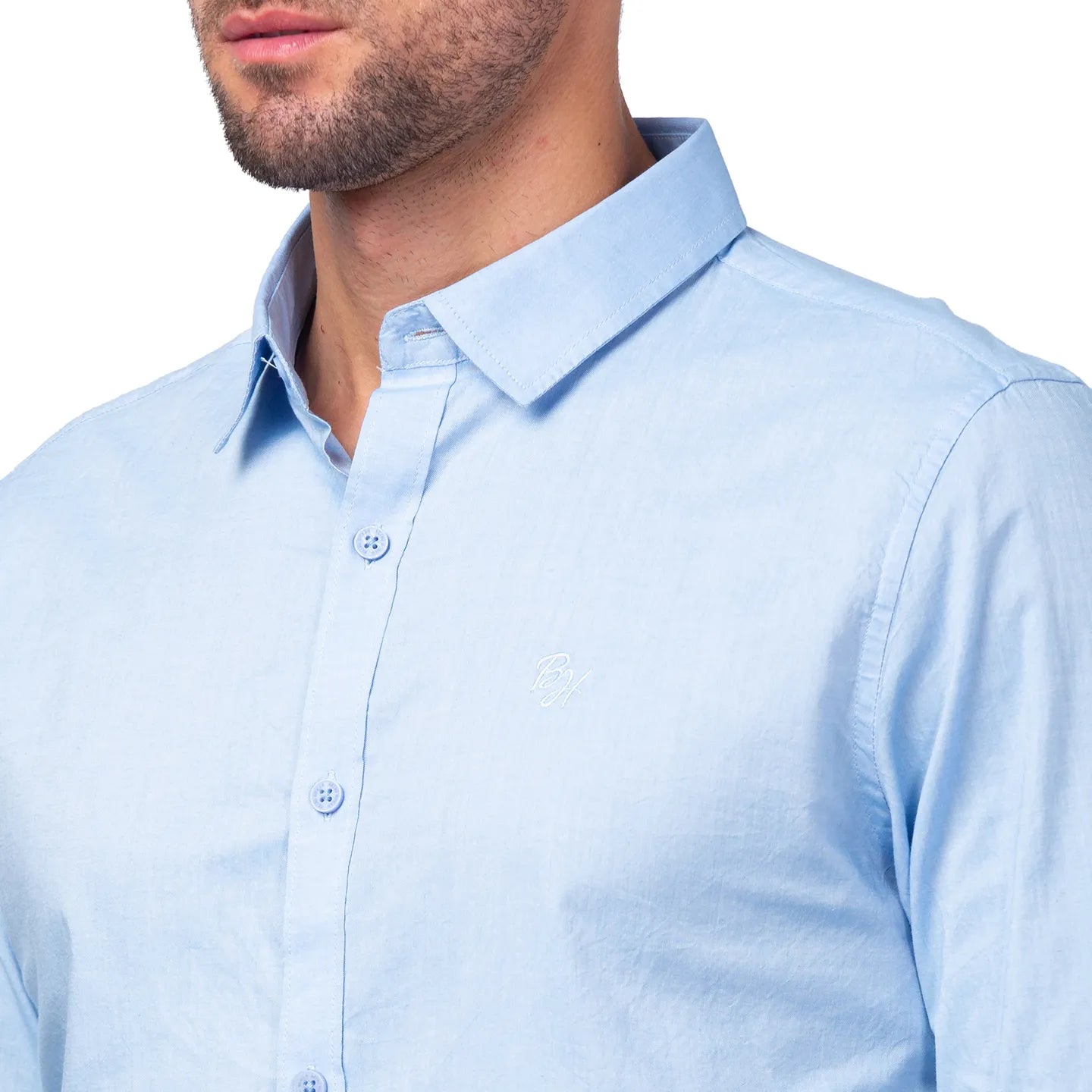 Blue Slim Straight Fit Regular Collar Long Sleeves Men's Shirt by Being Human Clothing