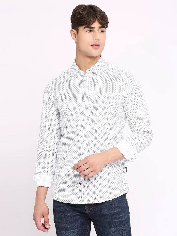 White Slim Fit Regular Collar Men's Shirt by Being Human Clothing