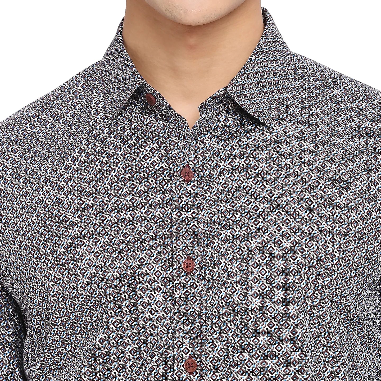 White Slim Straight Fit Regular Collar Long Sleeves Cotton Men's Shirt by Being Human Clothing