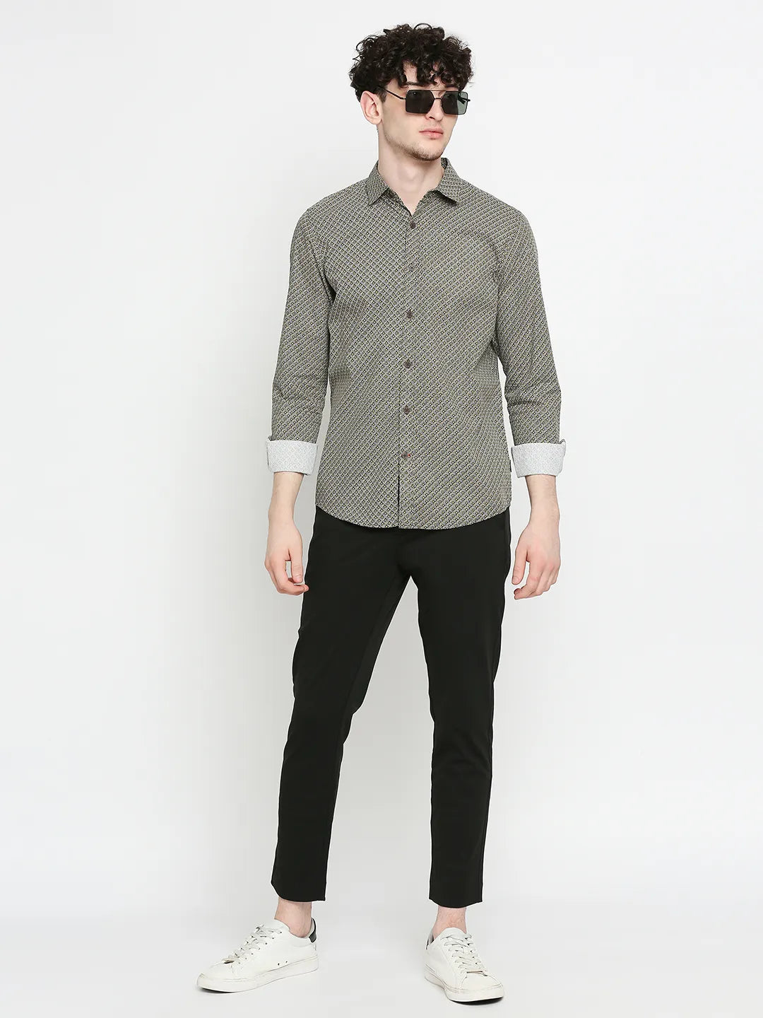 White Slim Fit Regular Collar Men's Shirt by Being Human Clothing