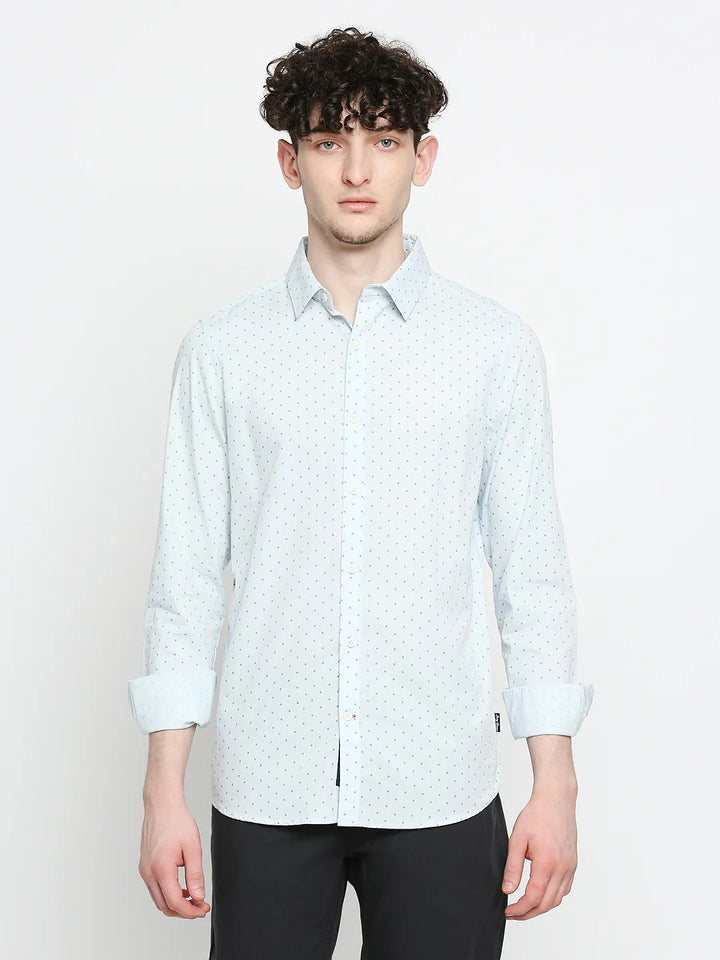 Light Blue Slim Fit Regular Collar Men's Shirt by Being Human Clothing
