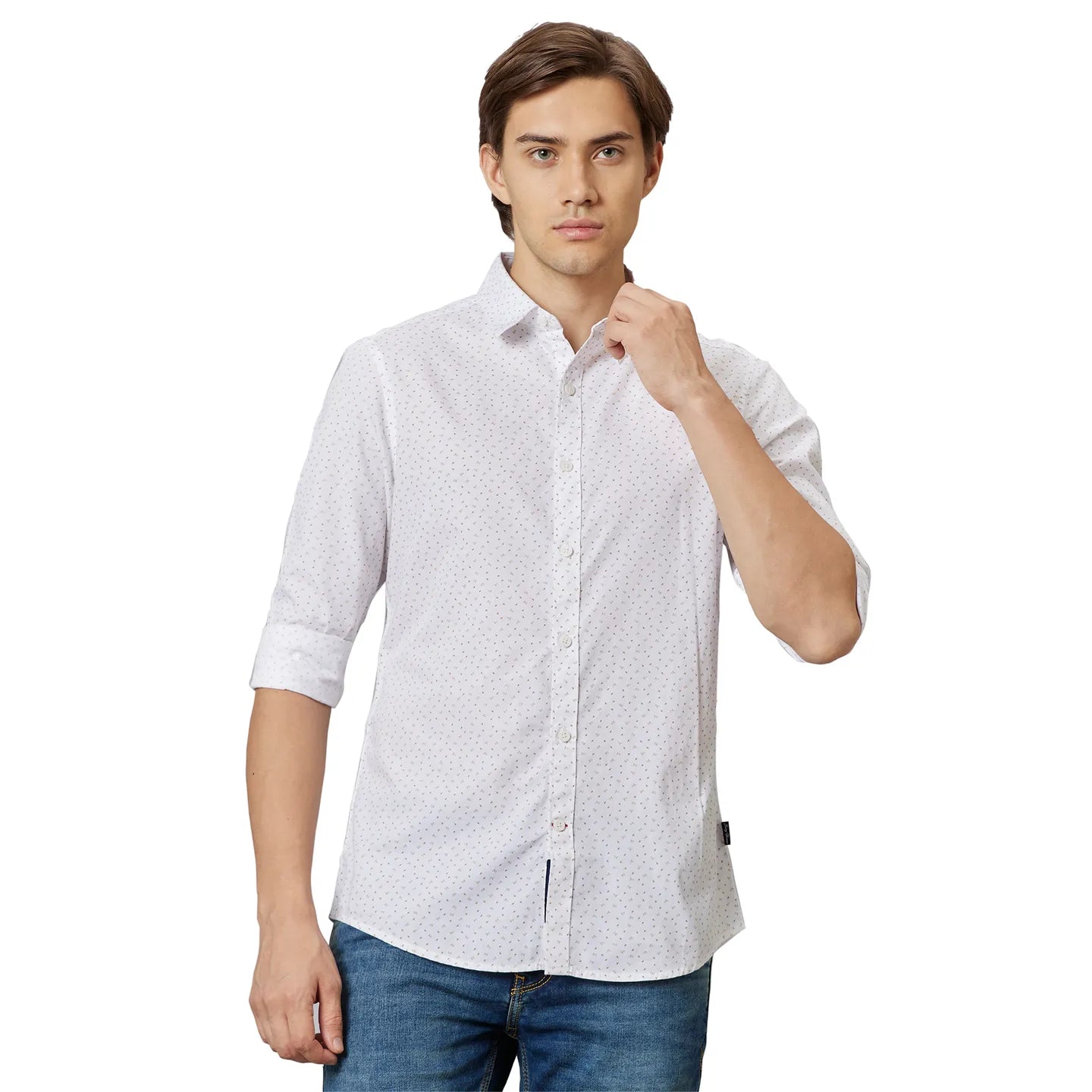 White Slim Fit Regular Collar Men's Shirt by Being Human Clothing