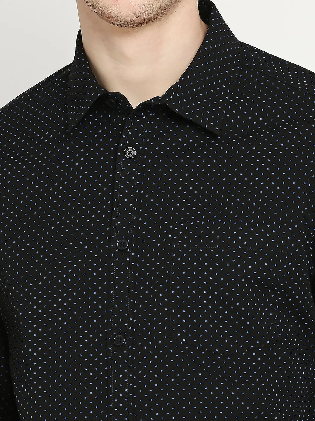 Black Slim Straight Fit Regular Collar Long Sleeves Men's Shirt by Being Human Clothing