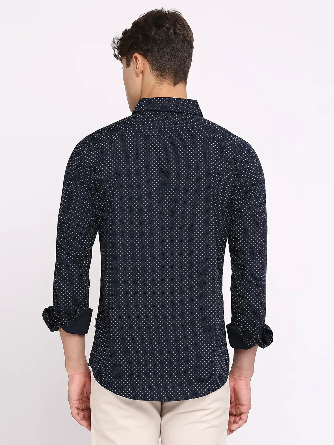 Blue Slim Straight Fit Regular Collar Long Sleeves Men's Shirt by Being Human Clothing