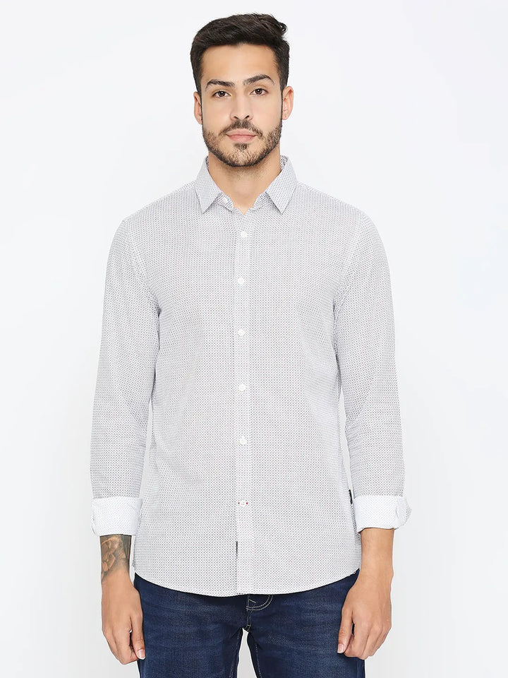 White Slim Fit Regular Collar Men's Shirt by Being Human Clothing