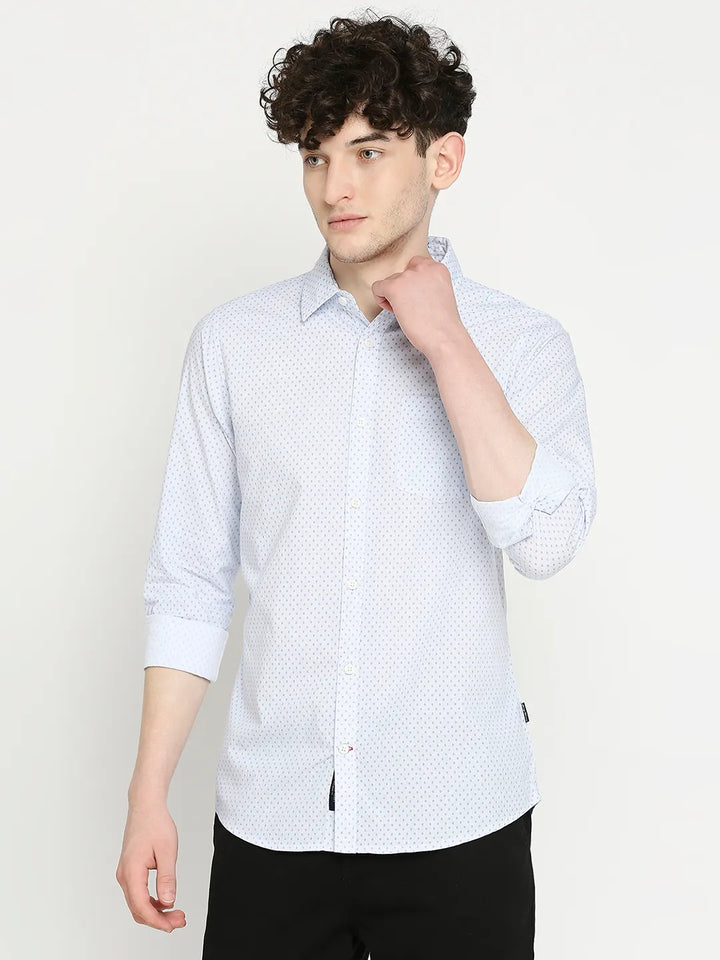 White Slim Straight Fit Regular Collar Long Sleeves Men's Shirt by Being Human Clothing
