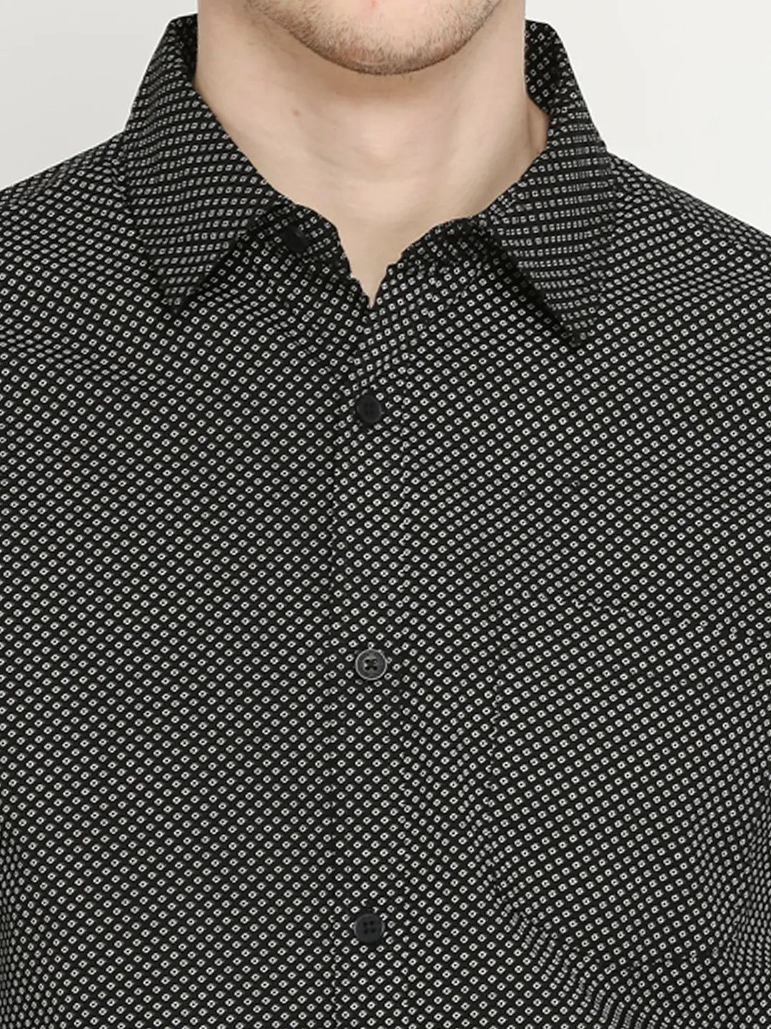 Black Slim Straight Fit Regular Collar Long Sleeves Men's Shirt by Being Human Clothing