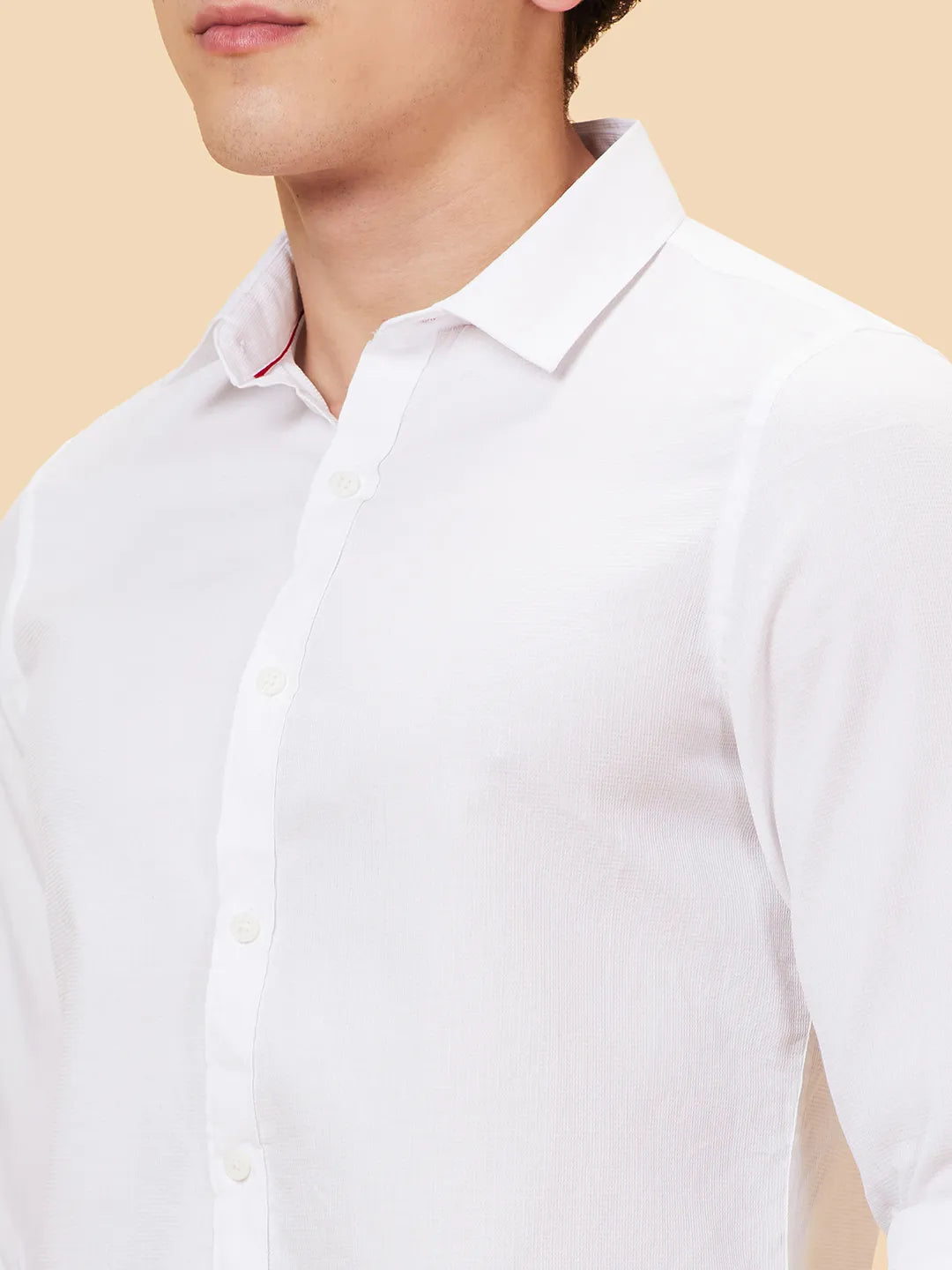 White Slim Straight Fit Regular Collar Long Sleeves Men's Shirt by Being Human Clothing