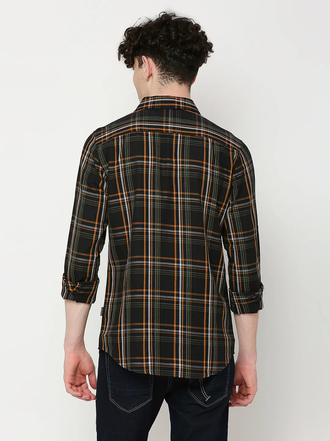 Black Slim Fit Regular Collar Men's Shirt by Being Human Clothing