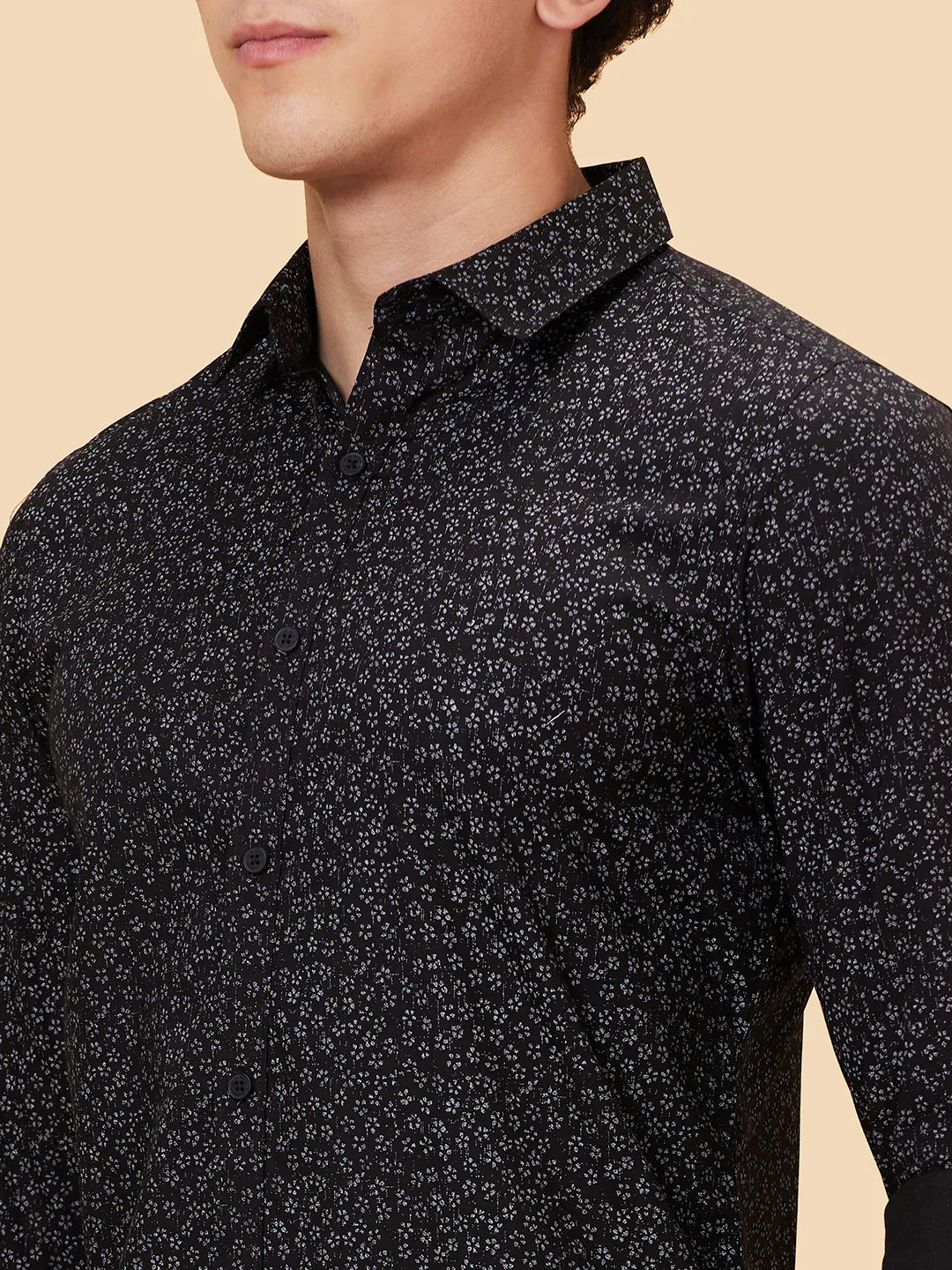 Black Slim Fit Regular Collar Men's Shirt by Being Human Clothing