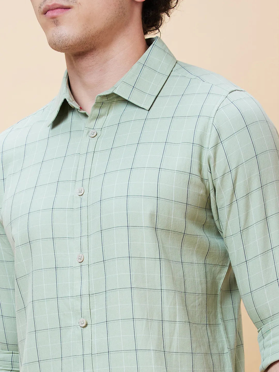 Olive Slim Straight Fit Regular Collar Long Sleeves Men's Shirt by Being Human Clothing