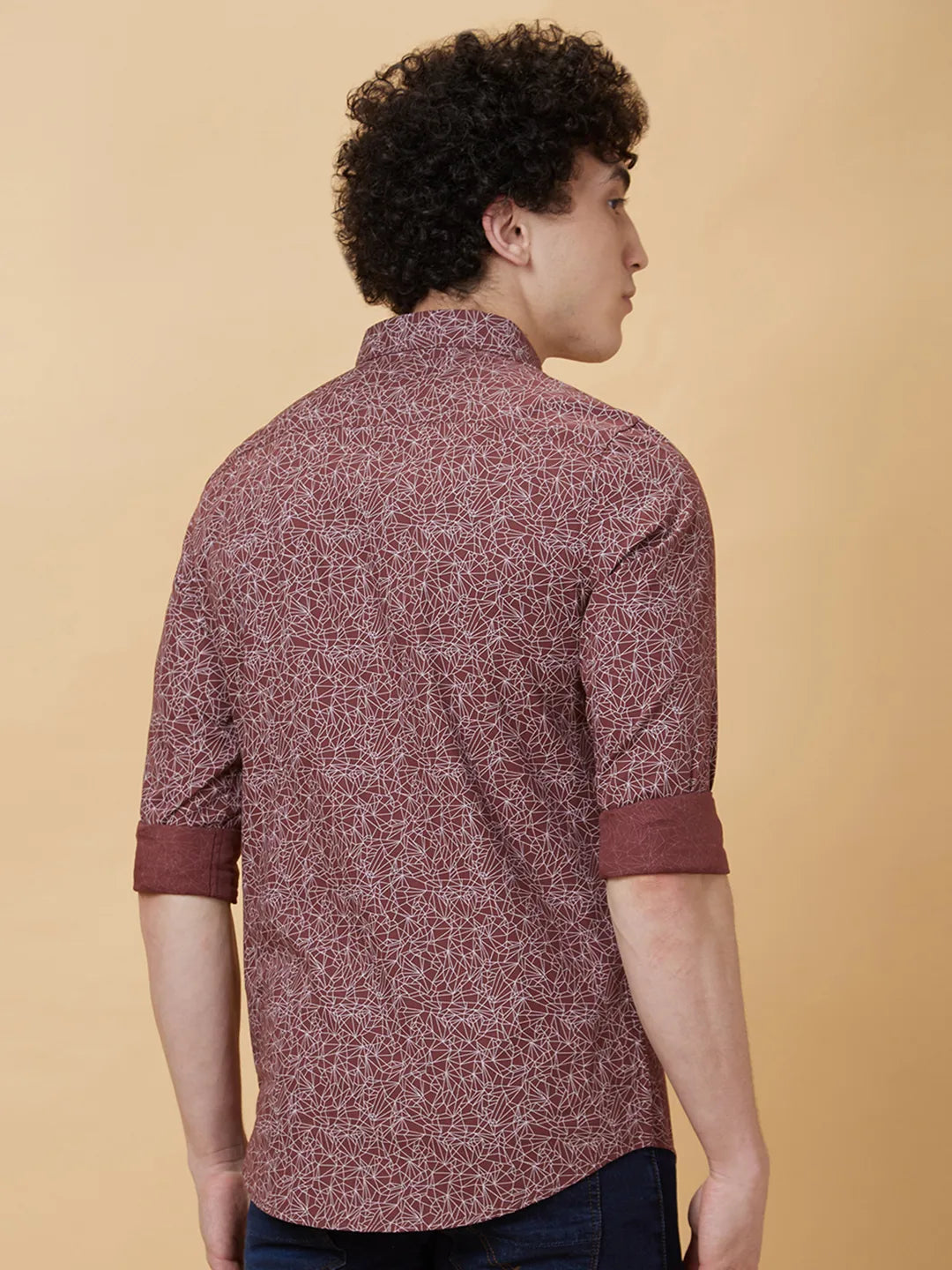 Maroon Slim Fit Regular Collar Men's Shirt by Being Human Clothing