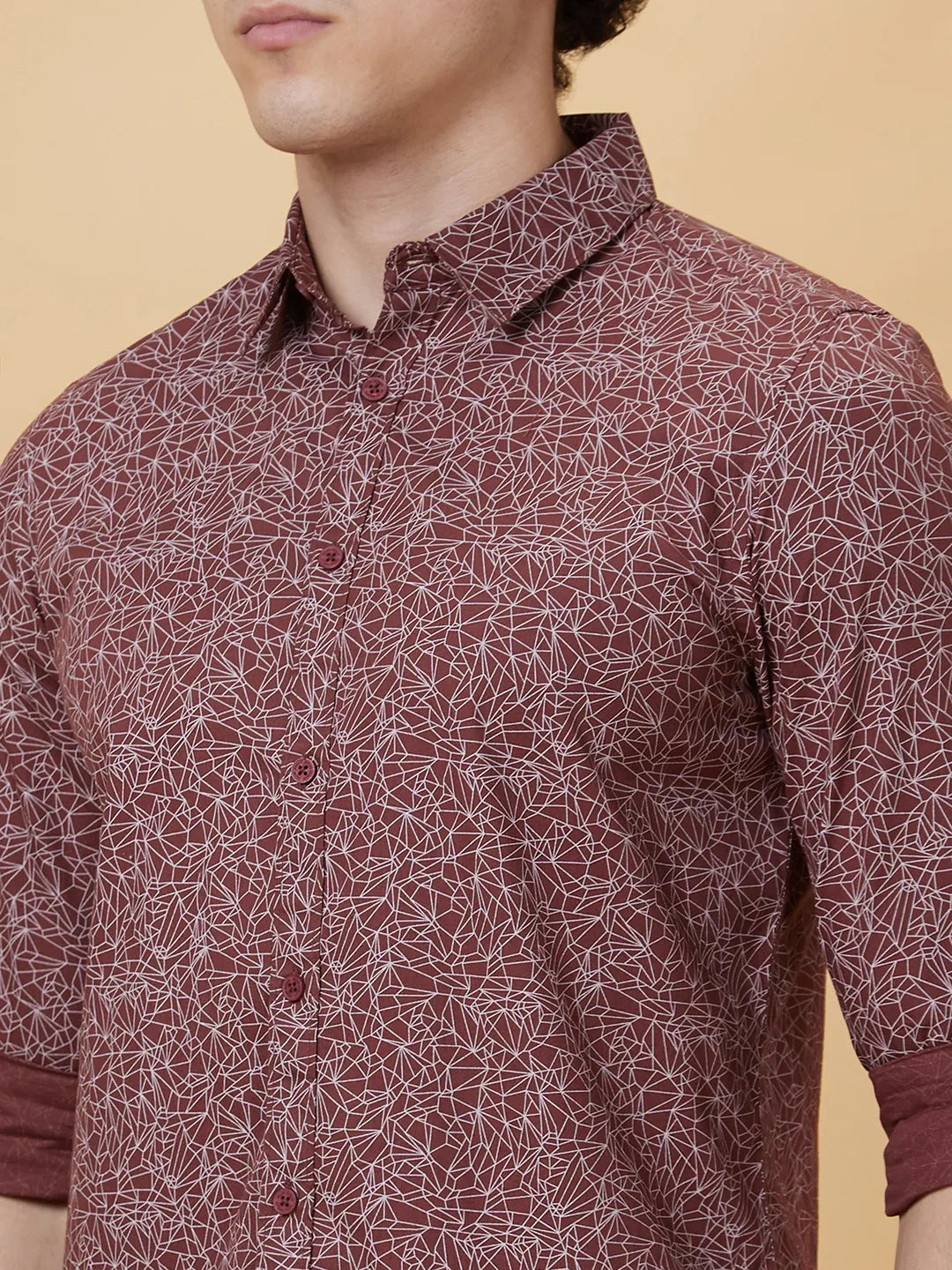 Maroon Slim Fit Regular Collar Men's Shirt by Being Human Clothing