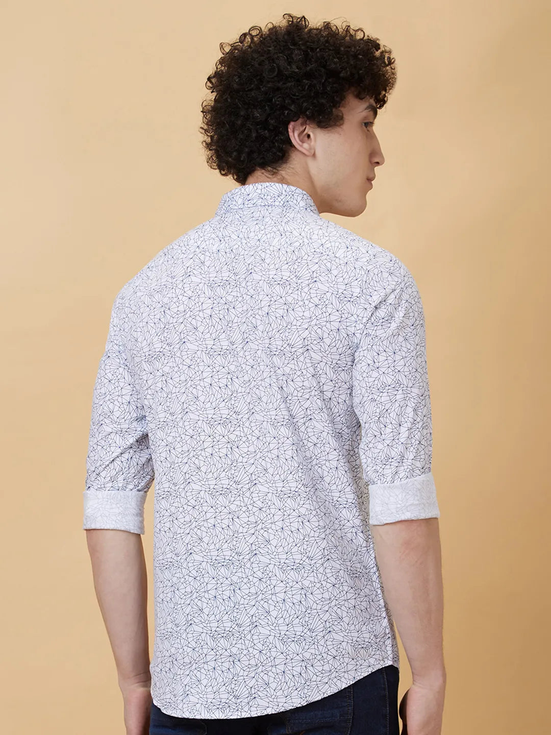 White Slim Straight Fit Regular Collar Long Sleeves Men's Shirt by Being Human Clothing