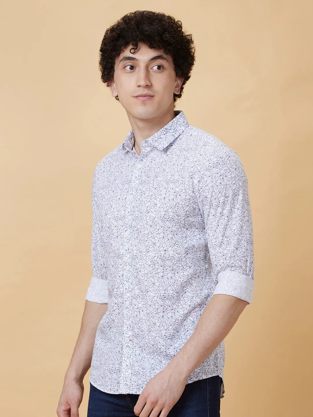 White Slim Straight Fit Regular Collar Long Sleeves Men's Shirt by Being Human Clothing