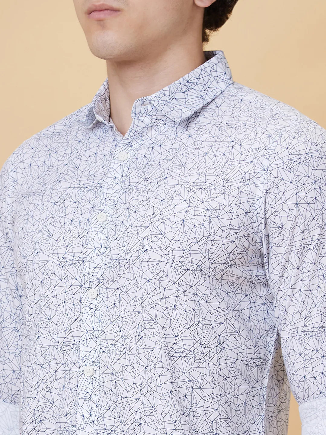 White Slim Straight Fit Regular Collar Long Sleeves Men's Shirt by Being Human Clothing