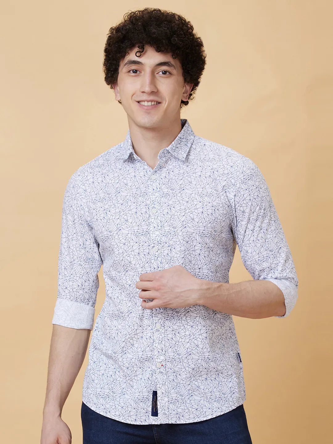 White Slim Straight Fit Regular Collar Long Sleeves Men's Shirt by Being Human Clothing