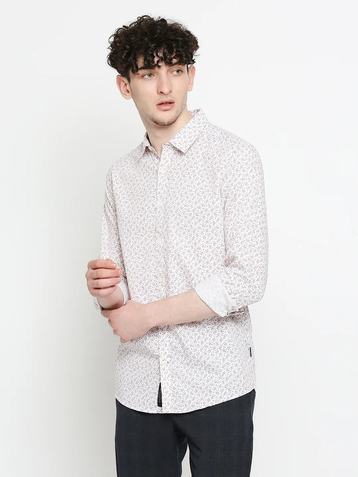 White Slim Fit Regular Collar Men's Shirt by Being Human Clothing