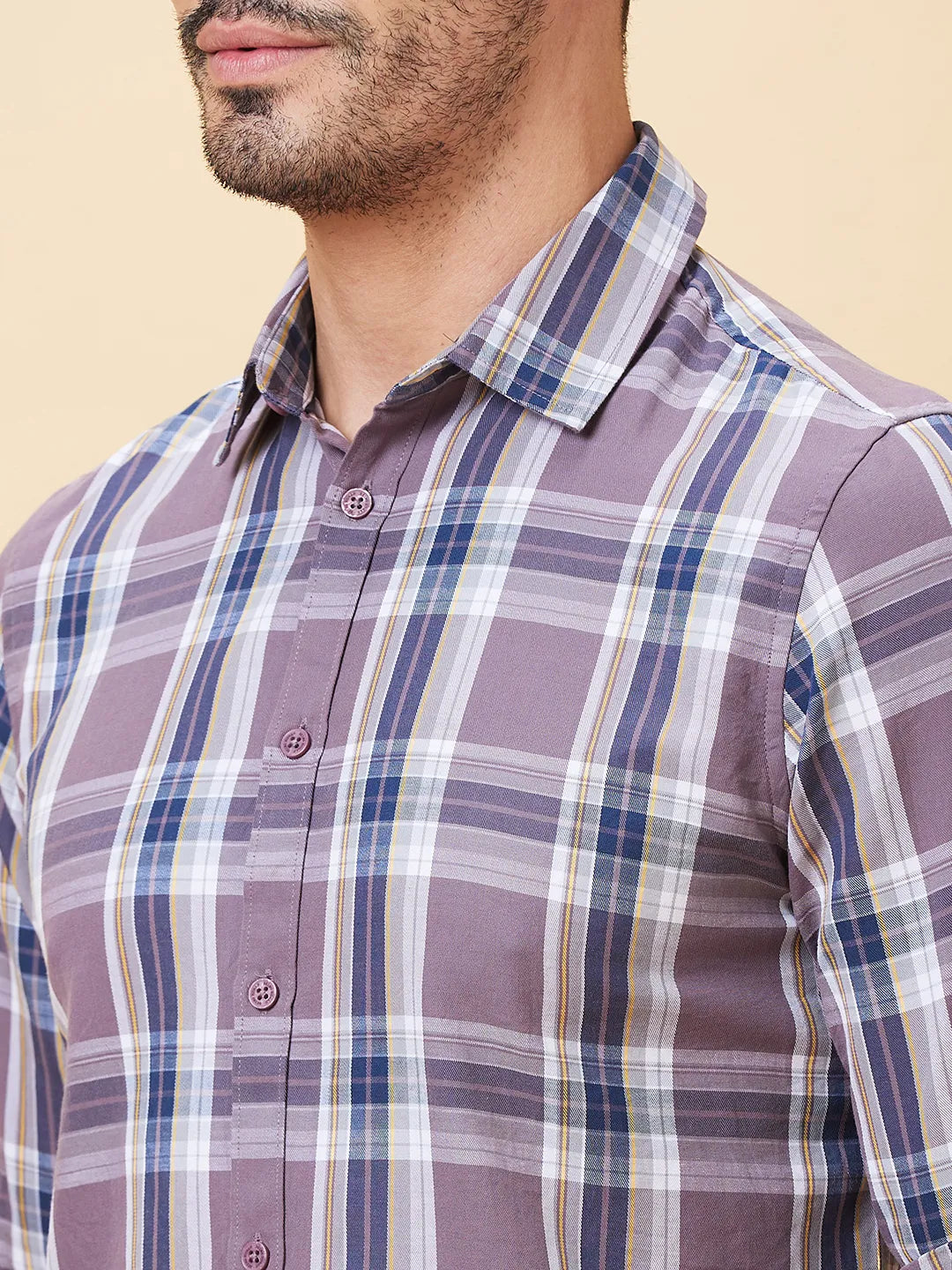 Brown Slim Straight Fit Regular Collar Long Sleeves Men's Shirt by Being Human Clothing