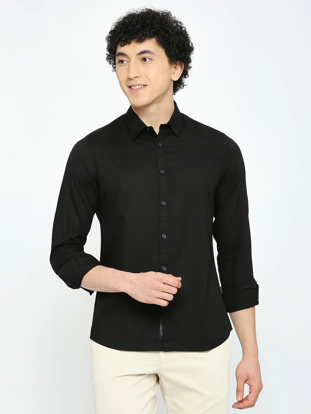 Being Human Clothing Men Slim Fit Shirts-Black