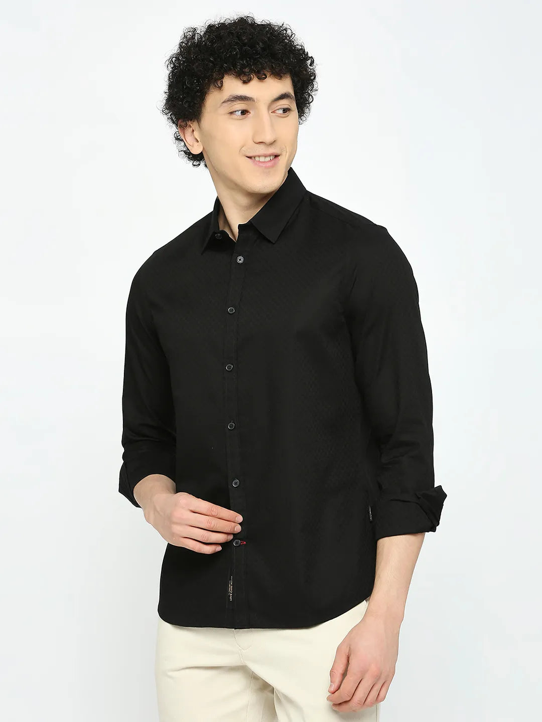 Being Human Clothing Men Slim Fit Shirts-Black