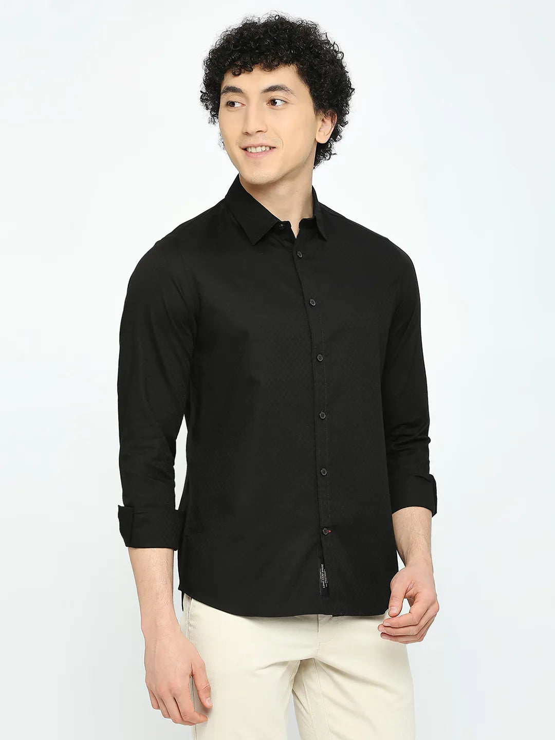 Being Human Clothing Men Slim Fit Shirts-Black