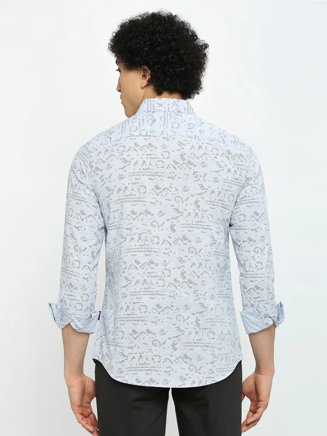 Blue Slim Straight Fit Regular Collar Long Sleeves Men's Shirt by Being Human Clothing