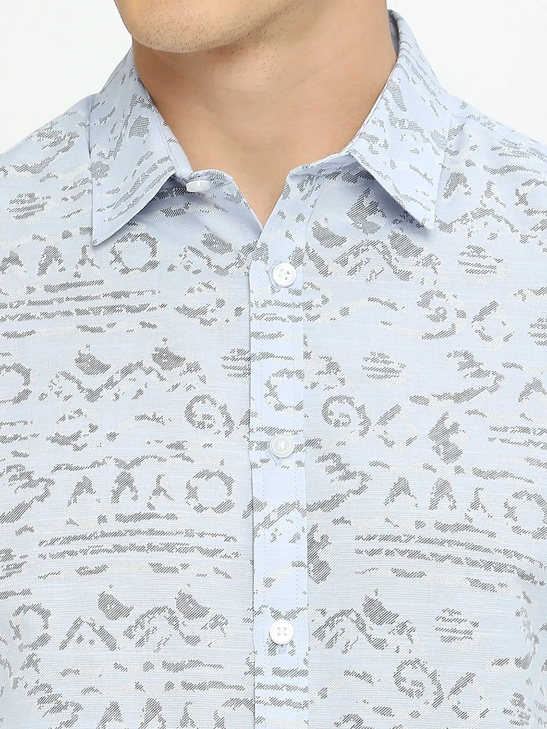 Blue Slim Straight Fit Regular Collar Long Sleeves Men's Shirt by Being Human Clothing