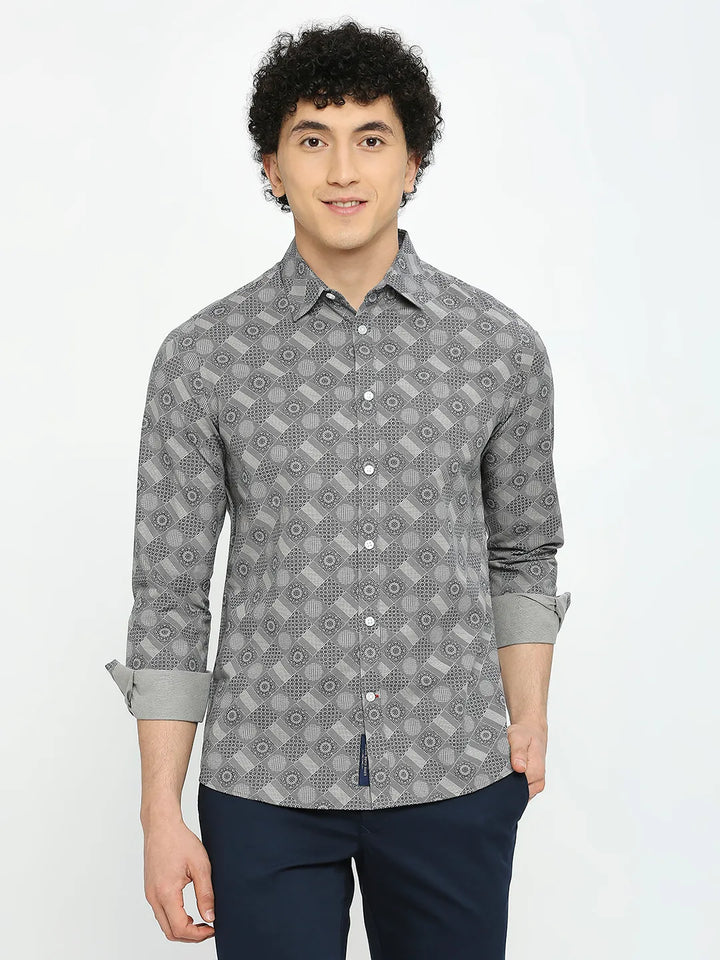 Olive Slim Straight Fit Regular Collar Long Sleeves Men's Shirt by Being Human Clothing