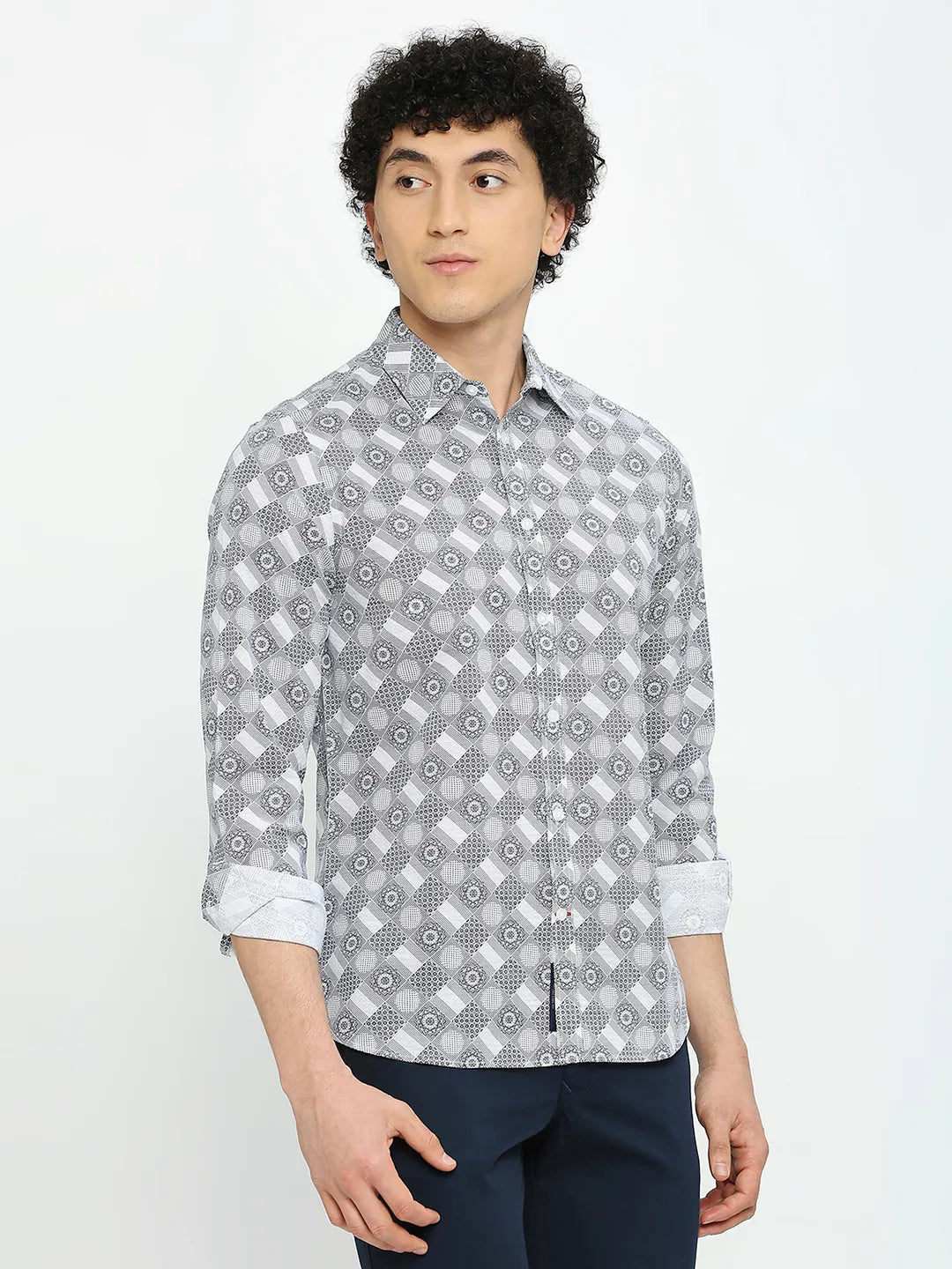 White Slim Straight Fit Regular Collar Long Sleeves Men's Shirt by Being Human Clothing