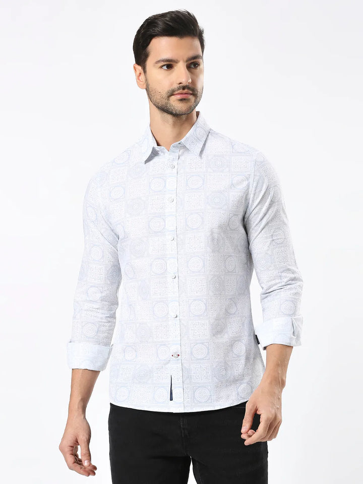 White Slim Fit Regular Collar Men's Shirt by Being Human Clothing
