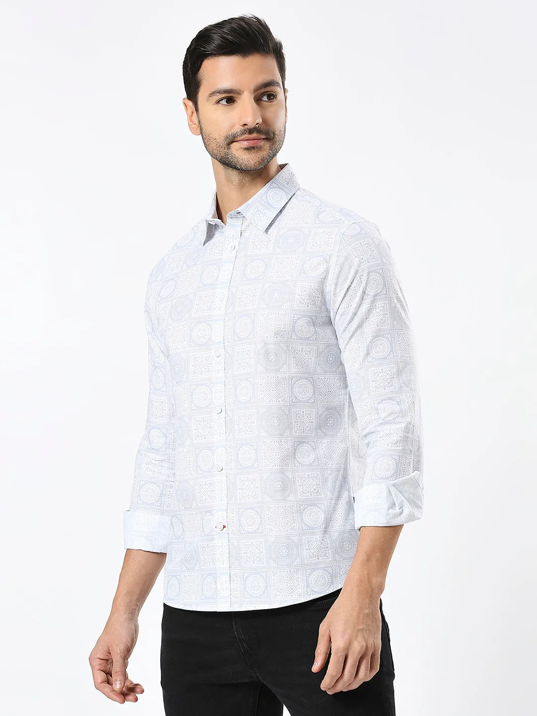 White Slim Fit Regular Collar Men's Shirt by Being Human Clothing