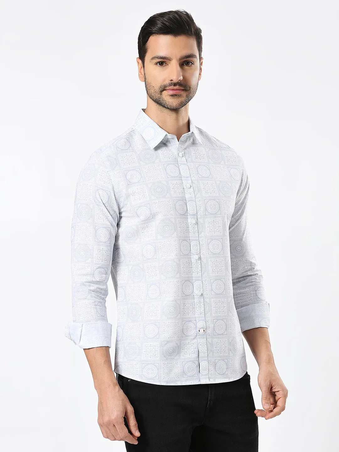 White Slim Fit Regular Collar Men's Shirt by Being Human Clothing