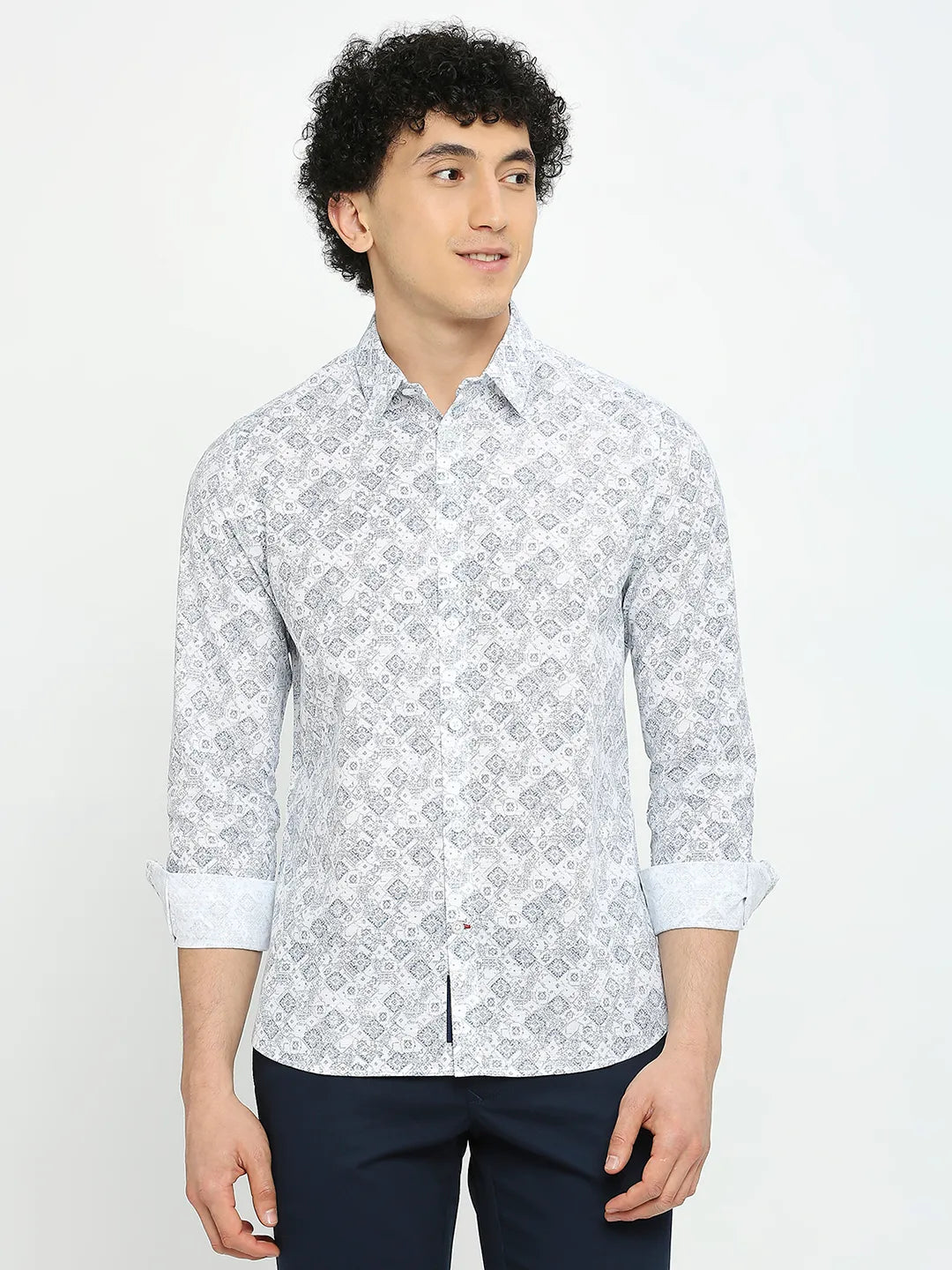 White Slim Fit Regular Collar Men's Shirt by Being Human Clothing