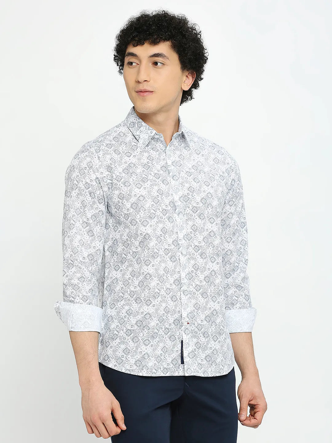 White Slim Fit Regular Collar Men's Shirt by Being Human Clothing