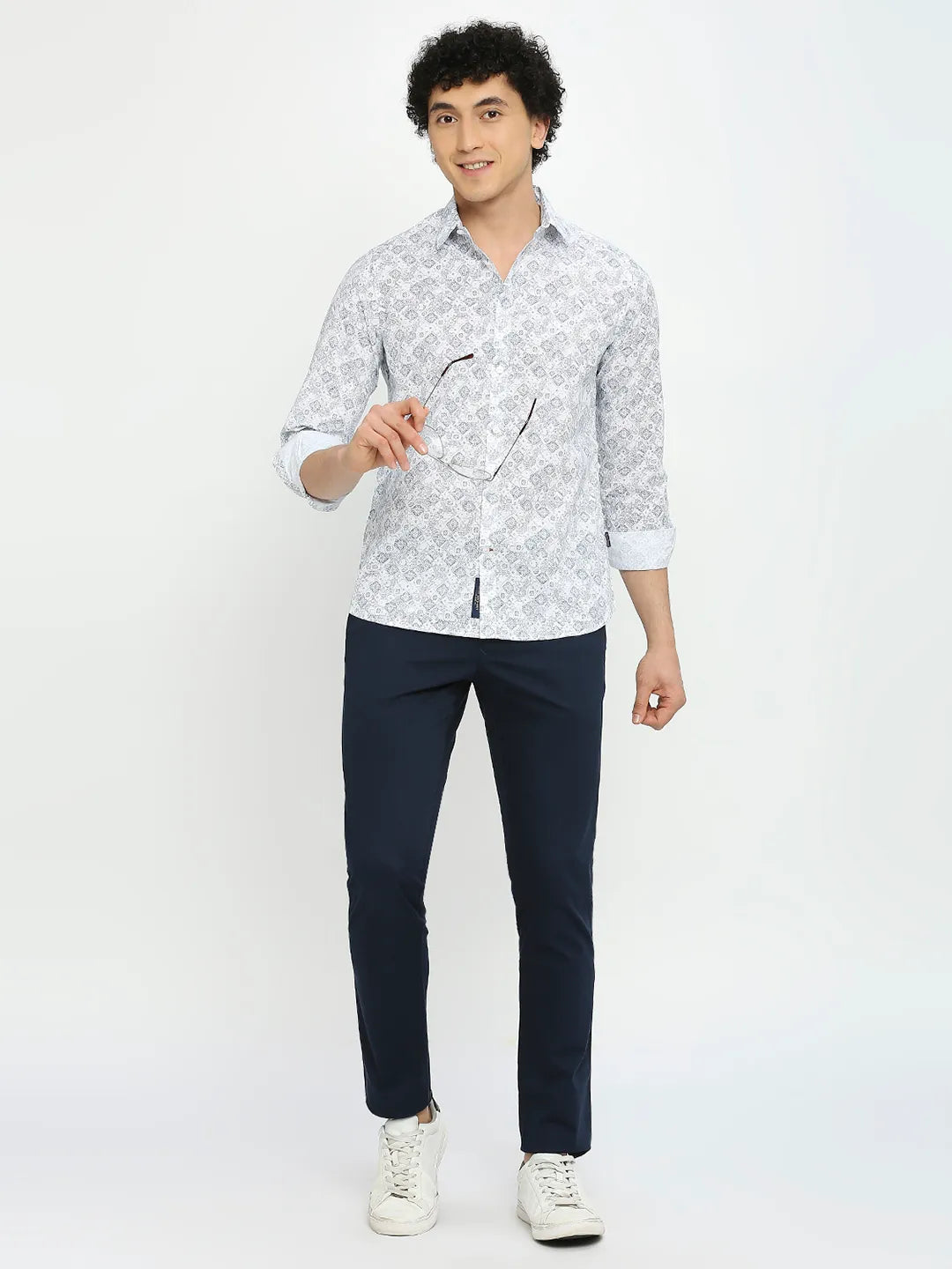 White Slim Fit Regular Collar Men's Shirt by Being Human Clothing