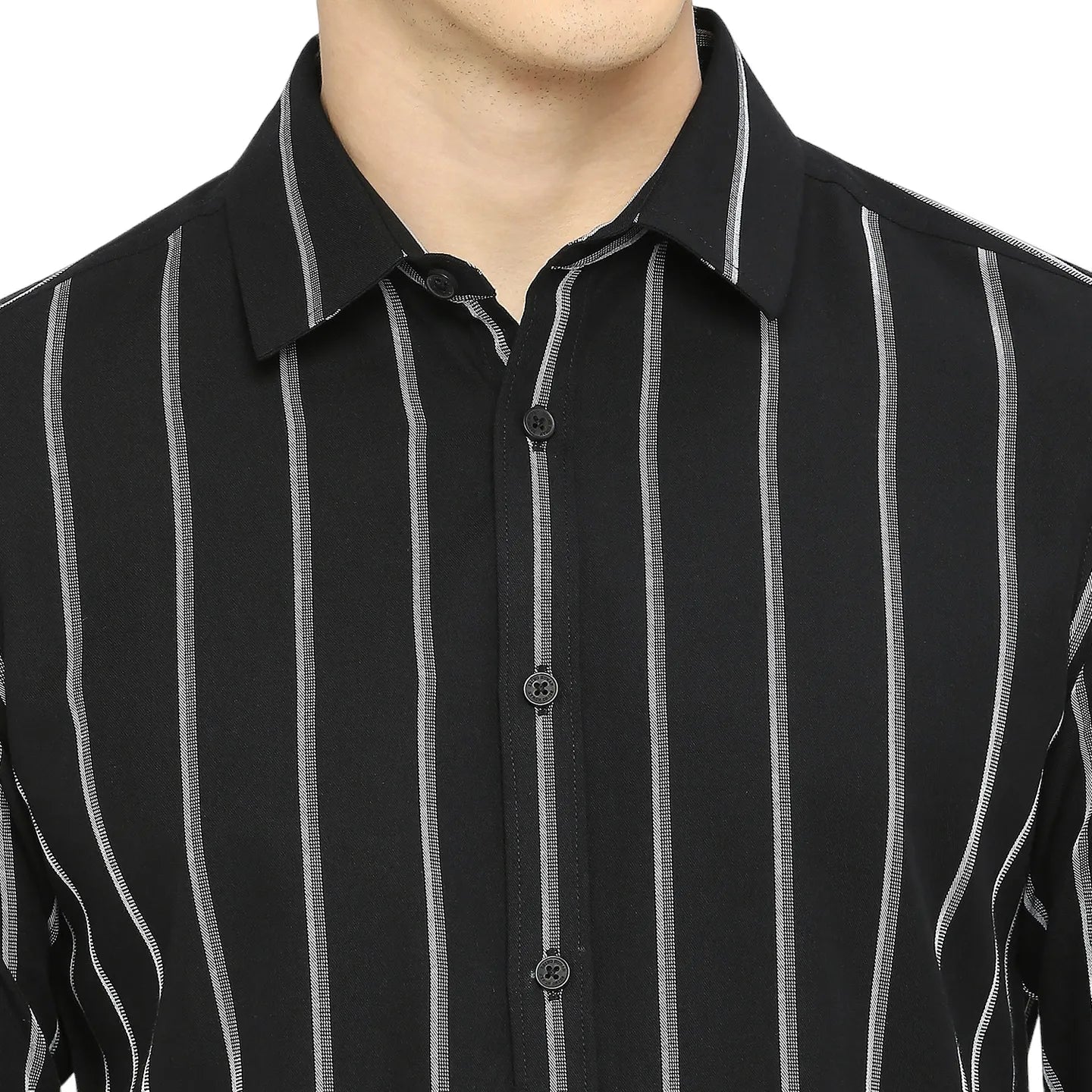 Black Slim Straight Fit Regular Collar Long Sleeves Men's Shirt by Being Human Clothing