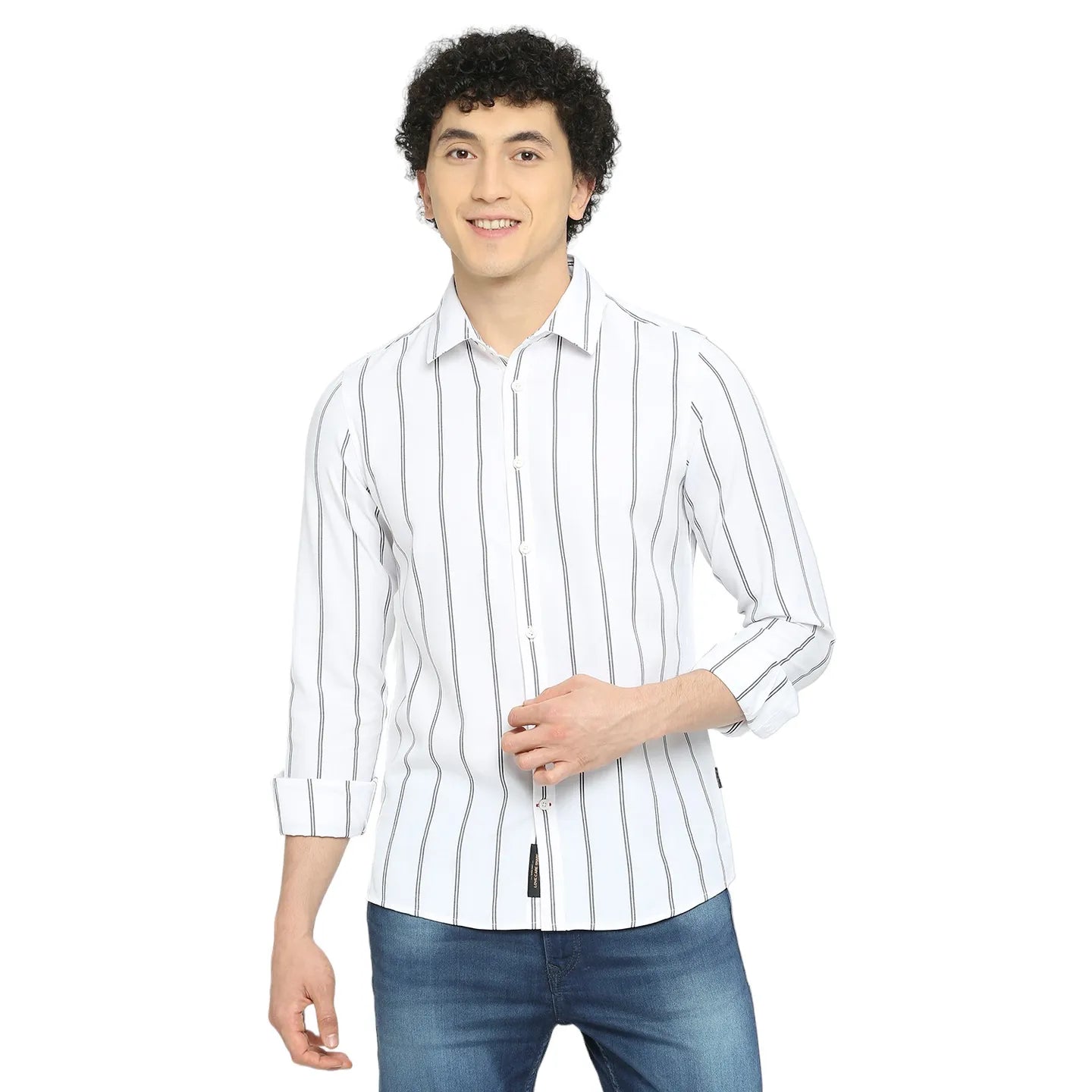 White Slim Straight Fit Regular Collar Long Sleeves Men's Shirt by Being Human Clothing