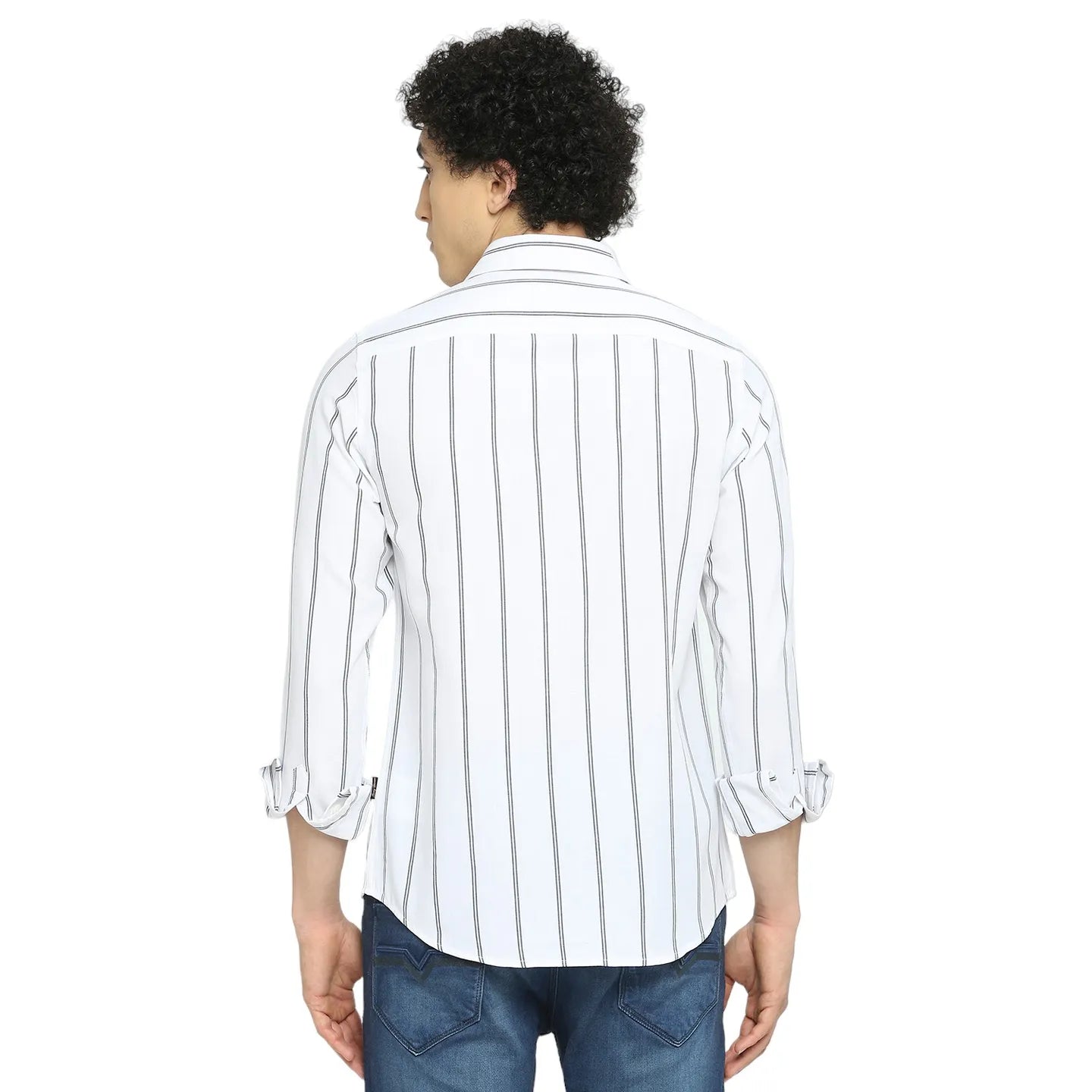 White Slim Straight Fit Regular Collar Long Sleeves Men's Shirt by Being Human Clothing